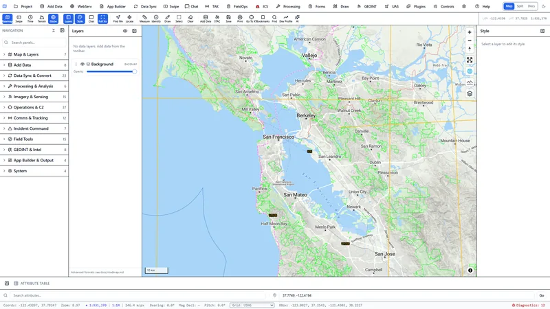 USNG grid overlay over the San Francisco Bay Area.