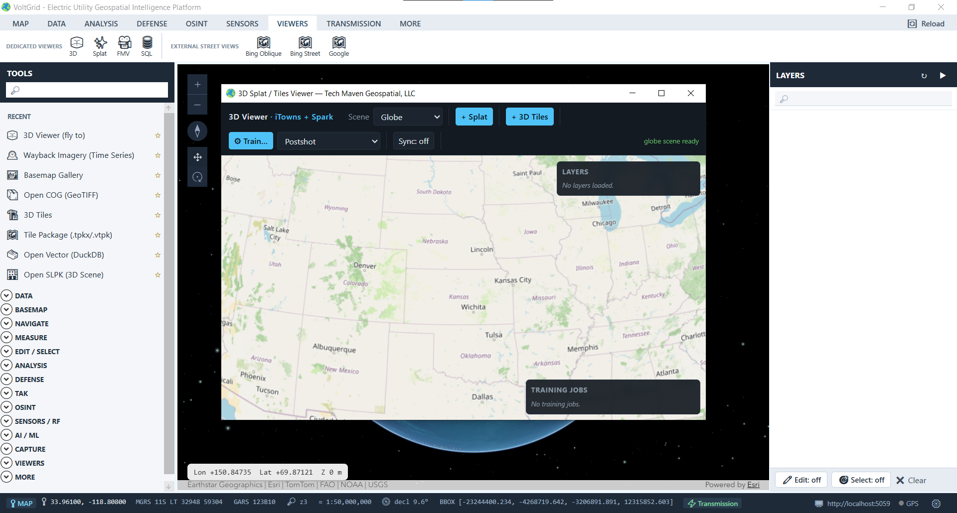 VoltGrid desktop — 3D Splat / Tiles Viewer in its default state