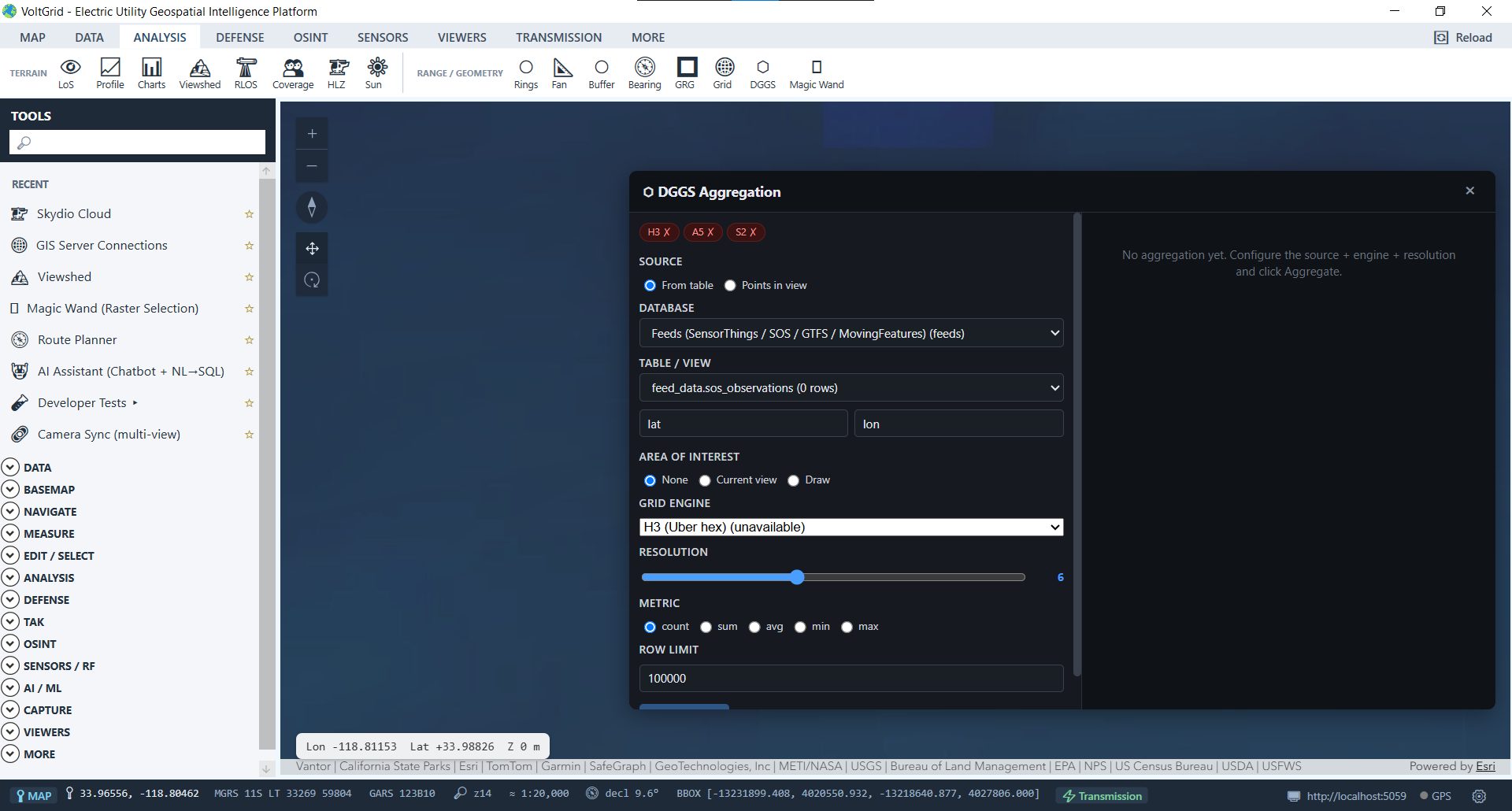 VoltGrid desktop — DGGS discrete global grid spatial aggregation widget