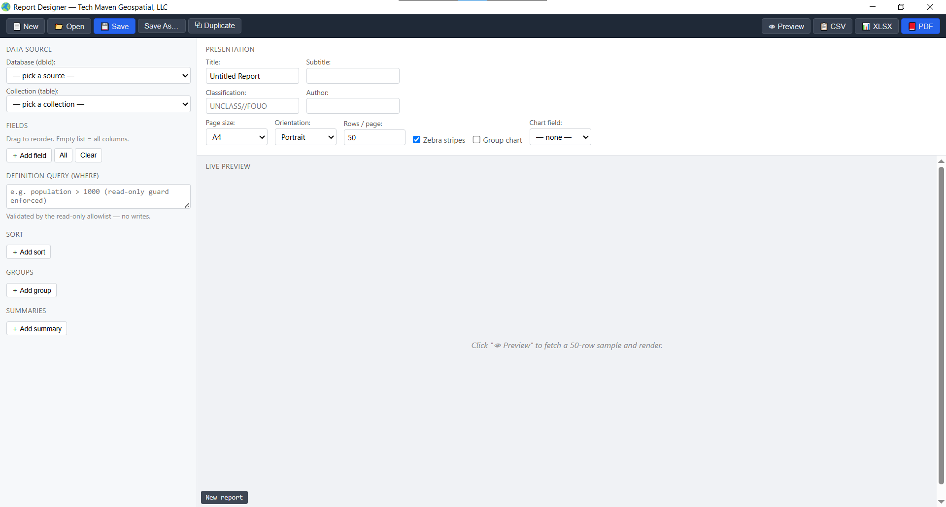 VoltGrid desktop — Report Designer studio for automated compliance reporting