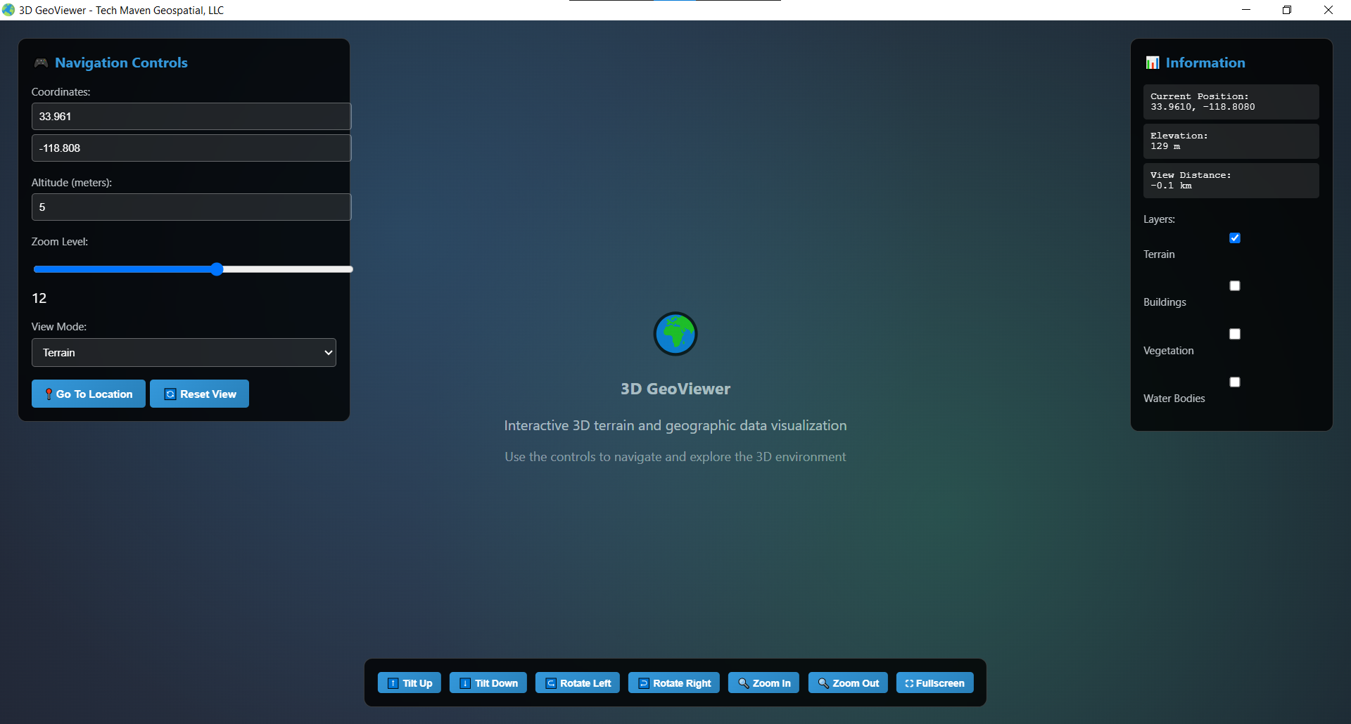 VoltGrid desktop — 3D GeoViewer web viewer in default state