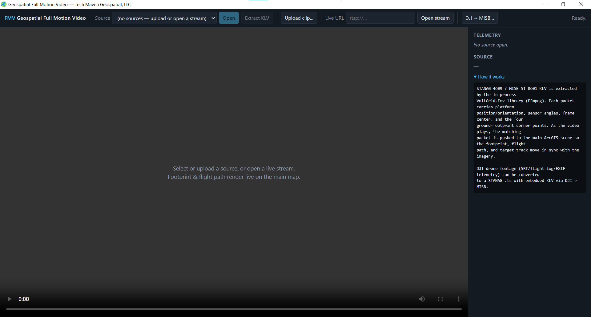 VoltGrid desktop — Full Motion Video FMV player and metadata viewer